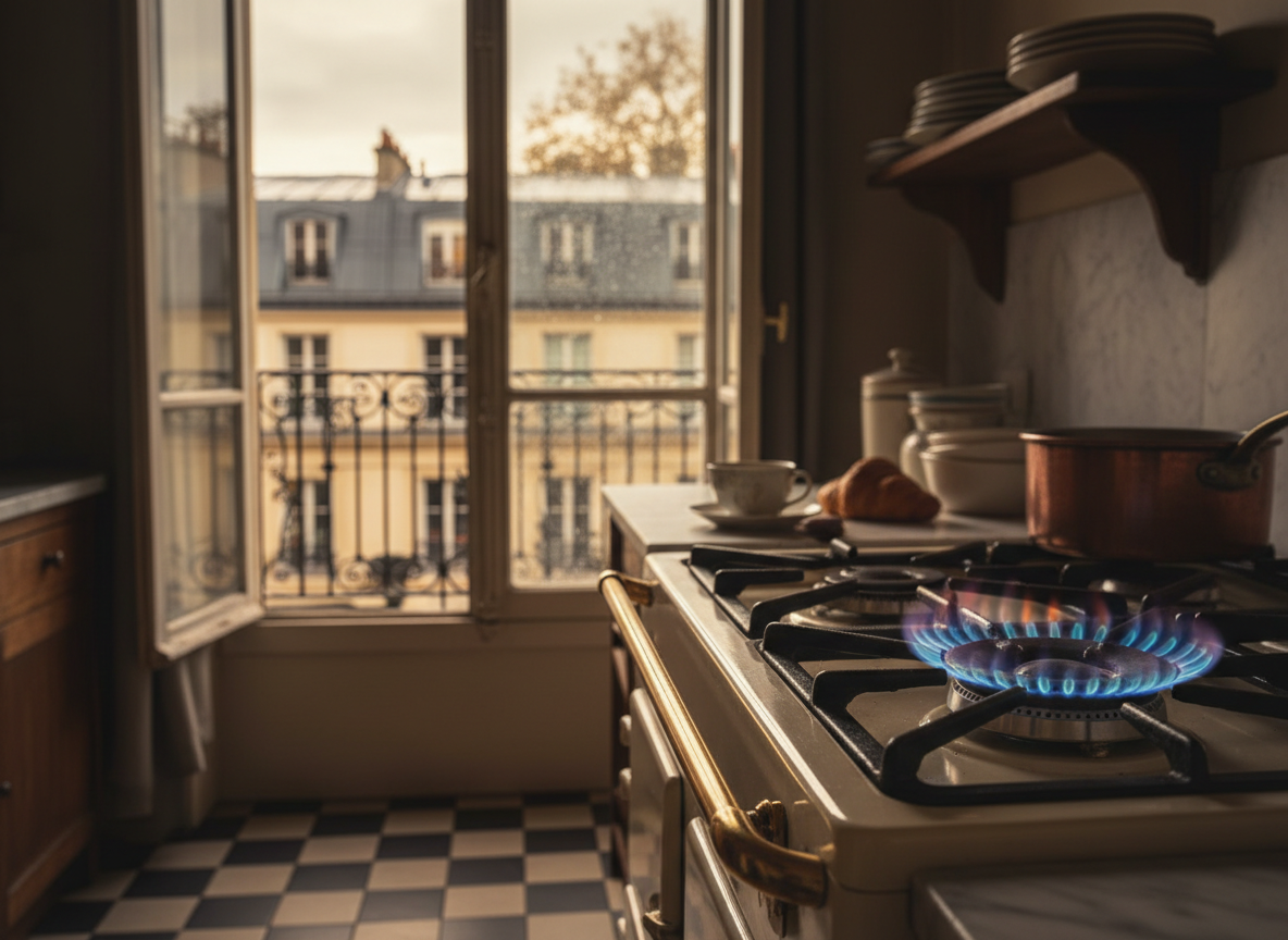 Gas stove flame illustrating France's 6.3% benchmark gas price rise in October 2026
